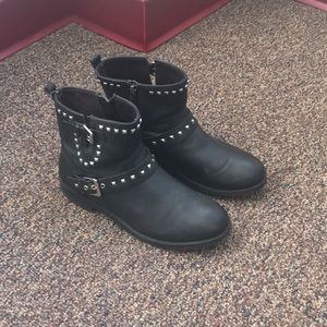 Zara Big Girls Black Motorcycle Boots Size 37